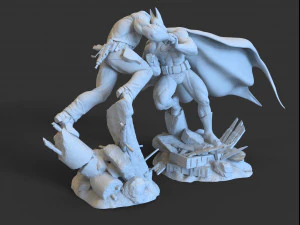 Batman Vs Punisher dioram STL files for 3d printing crossover from DCU and MCU 3D Print Model