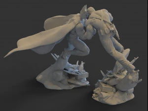 Batman Vs Punisher dioram STL files for 3d printing crossover from DCU and MCU 3D Print Model