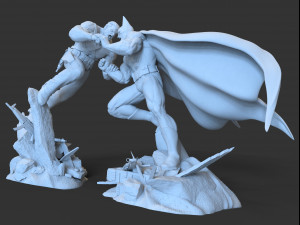 Batman Vs Punisher dioram STL files for 3d printing crossover from DCU and MCU 3D Baskı Modeli