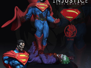 Bust Superman kills The Joker Injustice League STL for 3d printing by CG Pyro fanarts 3D Print Model