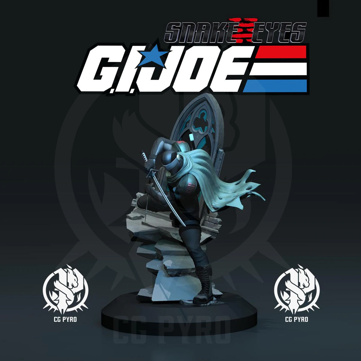 GI Joe Snake Eyes STL files 3d printing collectibles fanart by CG Pyro STL 3D Print Model .c4d .max .obj .3ds .fbx .stl .blend 
