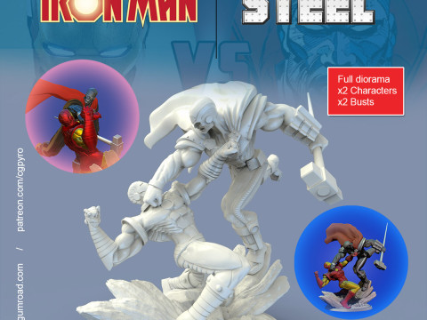 X2 Iron Man Vs Steel Crossover Marvel DC Comics by CG Pyro ARK 3D-Druckmodell