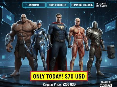 DOWNLOAD 70 Aprenda Cria&ccedil;&atilde;o de Personagem Zbrush 16 Cursos 516 Aulas 516 Aulas Anatomia de Superf&iacute;cie Modelo 3D