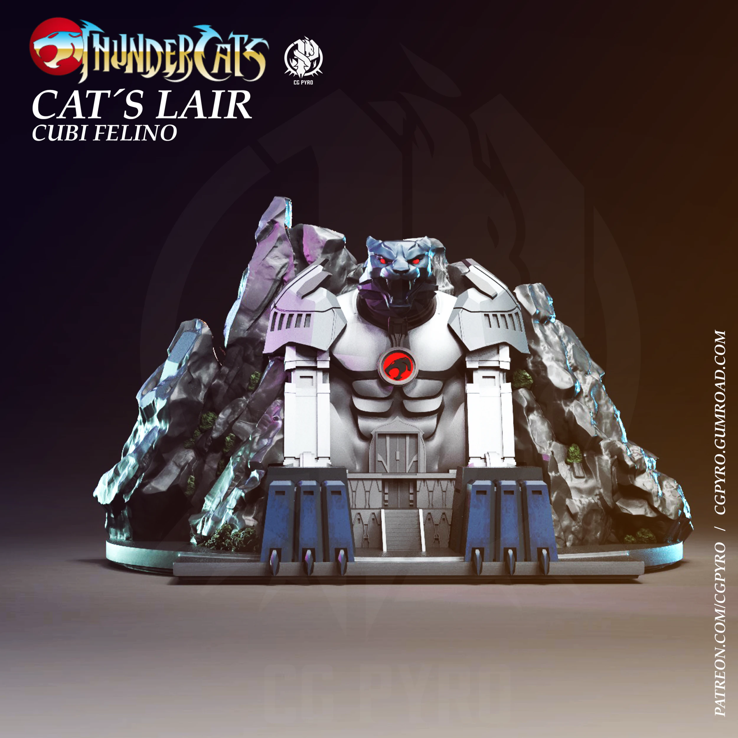 Impress&atilde;o 3D Cats Lair Thundercats Cubil STL por CG Pyro Collectibles Modelo 3D .c4d .max .obj .3ds .fbx .stl .blend 