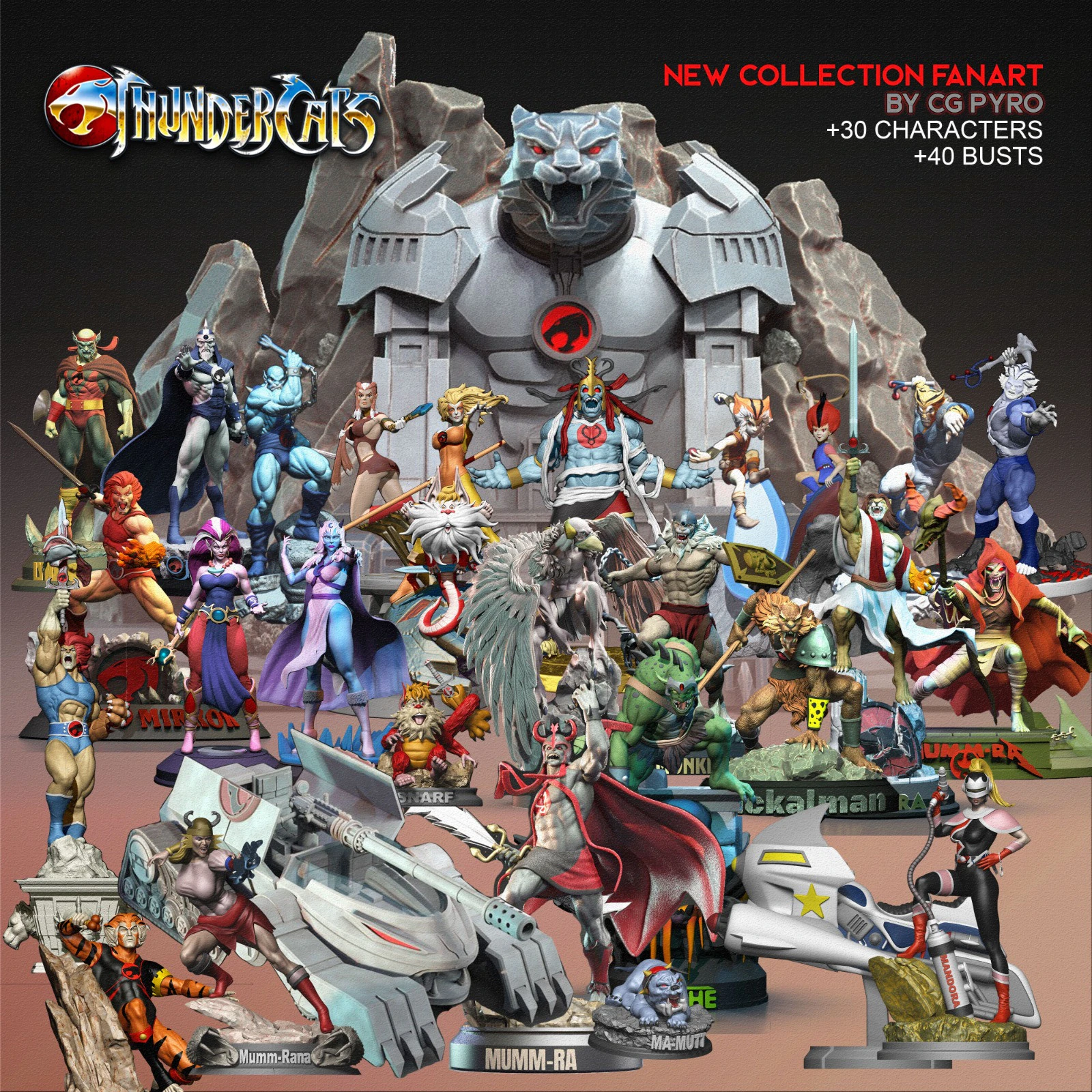 Thundercats collection 30 characters and 40 busts 3D Print Model .c4d .max .obj .3ds .fbx .stl .blend 