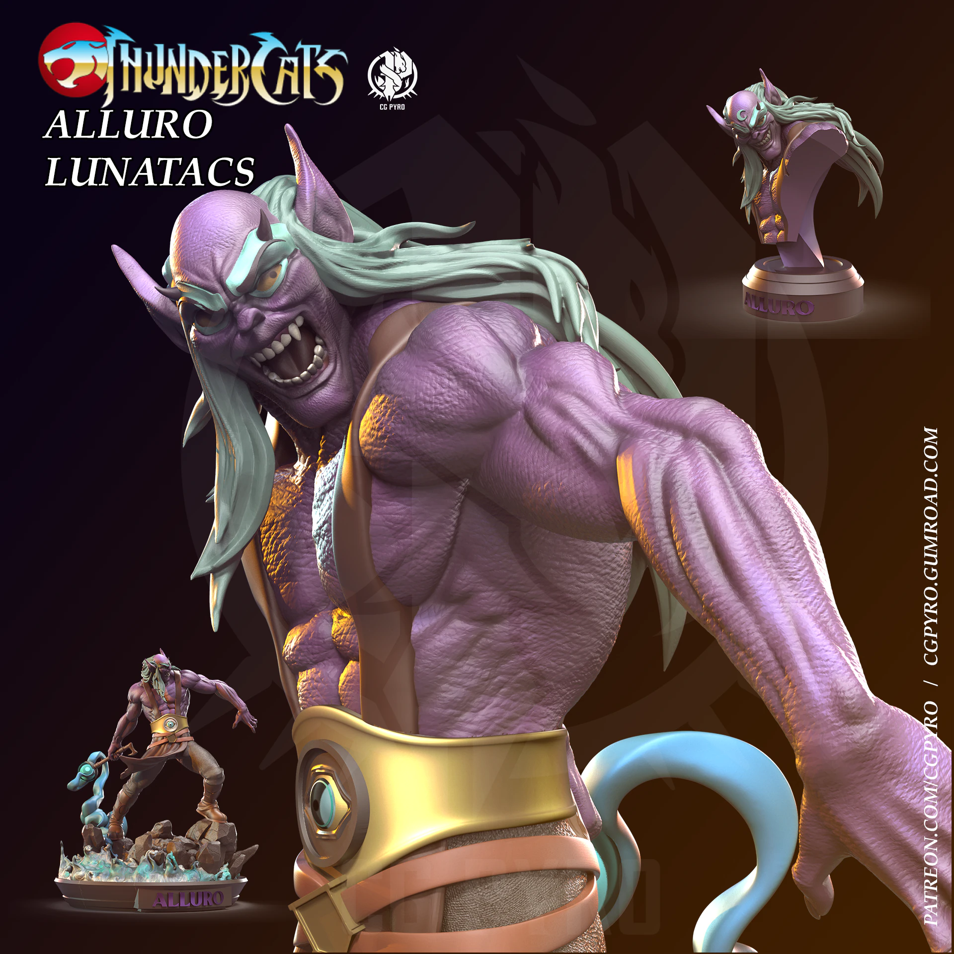 Alluro Lunatacs Thundercats STL 3d printing fanarts by CG Pyro collectibles 3D Print Model .c4d .max .obj .3ds .fbx .stl .blend 
