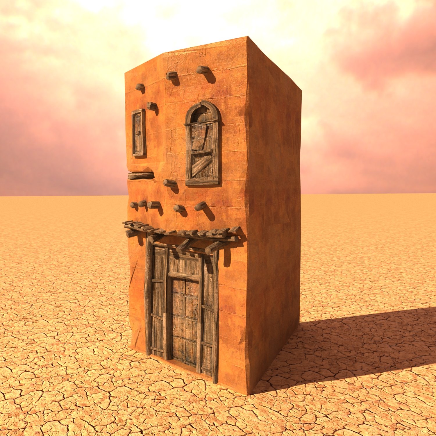 Desert House Low Poly 3d Model In Buildings 3dexport