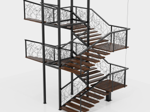 Modern U Stairs 3D Model