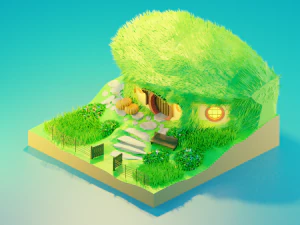 bilbo baggins'in evi y&uuml;ksek poli 3D Model