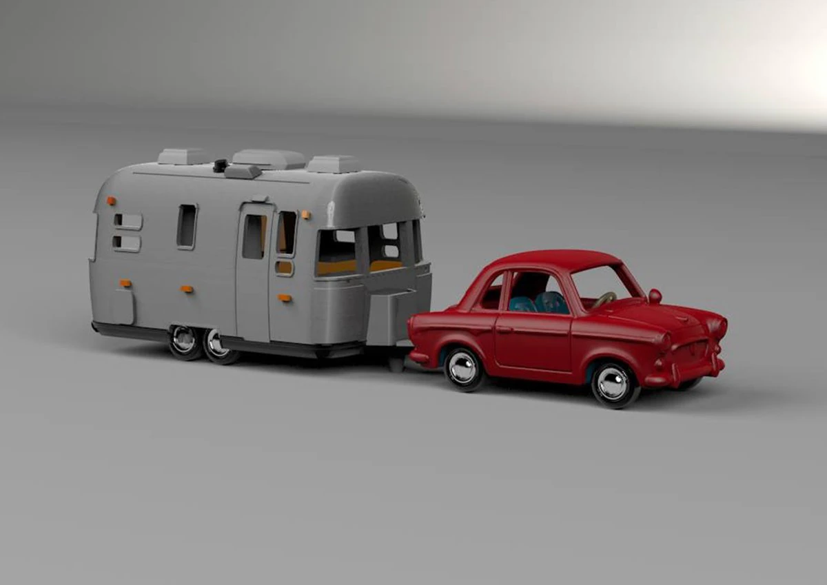 airstream trailer and towing vehicle 3d print model 3D Print Model .c4d .max .obj .3ds .fbx .stl .blend