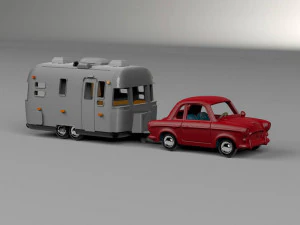 Mod&egrave;le d'impression 3D de la remorque Airstream et du v&eacute;hicule de remorquage Modèles 3D en vedette