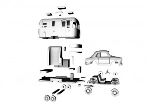 airstream trailer and towing vehicle 3d print model 3D Print Model