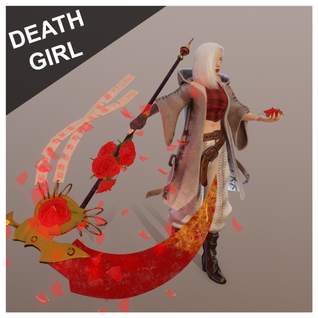 death girl 3D Model .c4d .max .obj .3ds .fbx .stl .blend 