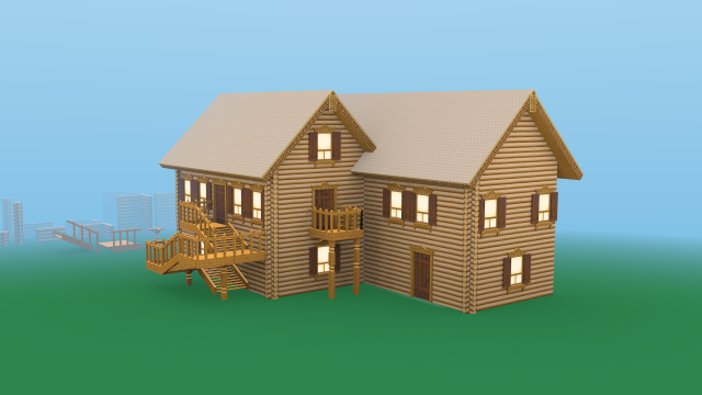 modular wooden cottage 3D-Modell .c4d .max .obj .3ds .fbx .stl .blend 