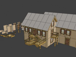 modular wooden cottage 3D Model