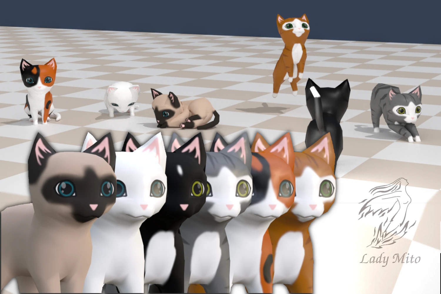 chibi cat v1 3D Model .c4d .max .obj .3ds .fbx .stl .blend 