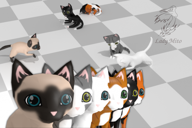 chibi cat v2 3D Model .c4d .max .obj .3ds .fbx .stl .blend 