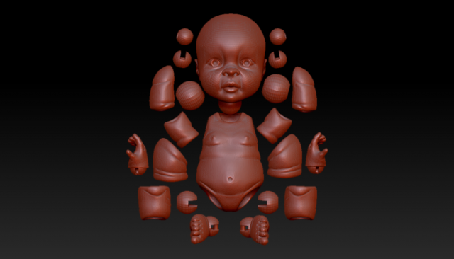 baby puppe 3D Модель .c4d .max .obj .3ds .fbx .stl .blend 