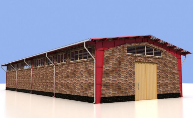 Industrial shed Model 3D .c4d .max .obj .3ds .fbx .stl .blend