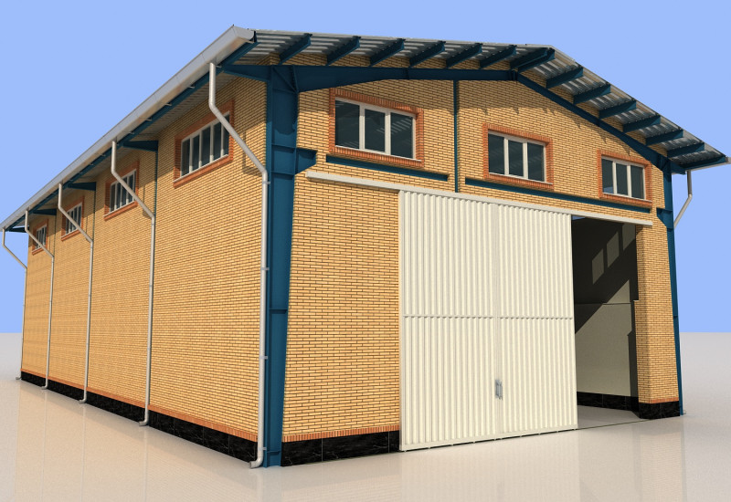 Industrial Shed -IS12x24A 3D Model .c4d .max .obj .3ds .fbx .stl .blend 