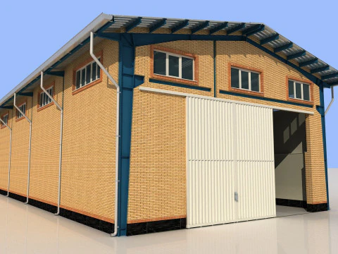 Промышленный сарай -IS12x24A 3D Модель