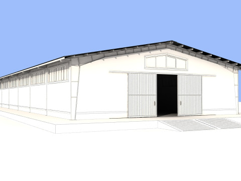 Industrial Shed -IS15x36A 3D Model