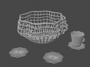 set basket stand cup Model 3D
