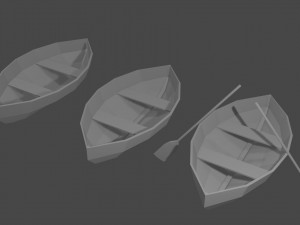 set of three boats 3D Model