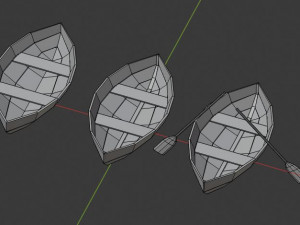 set of three boats 3D Model