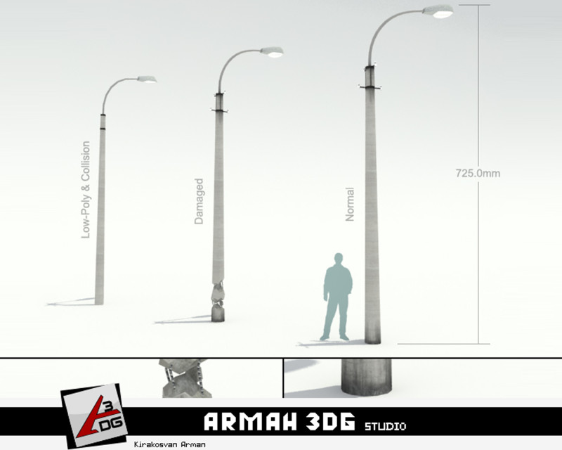 Road lights 3D Model .c4d .max .obj .3ds .fbx .stl .blend 