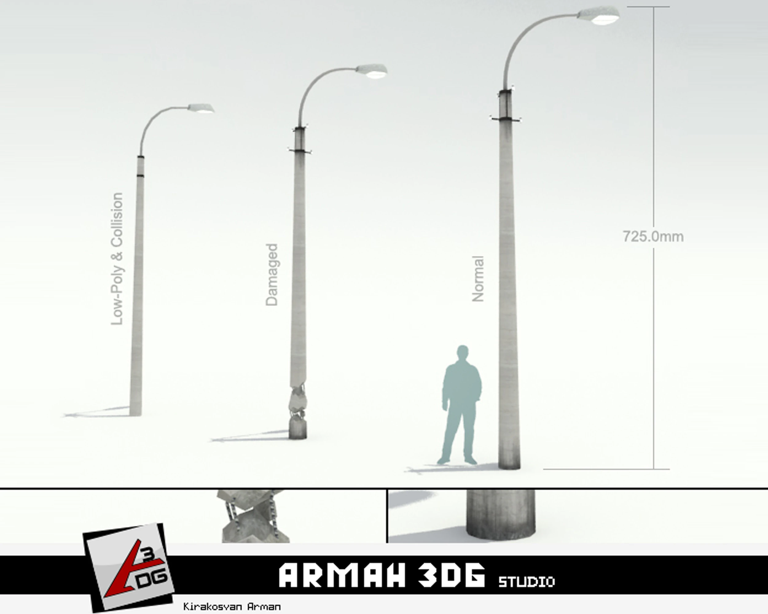 Road lights 3D Model .c4d .max .obj .3ds .fbx .stl .blend 