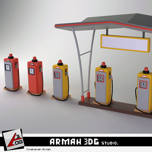 Petrol station 3D Модель .c4d .max .obj .3ds .fbx .stl .blend 