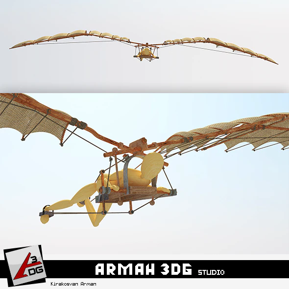 Leonardo da vinci flight 3D Model .c4d .max .obj .3ds .fbx .stl .blend 