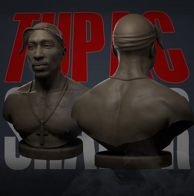 Free STL file Bust 2Pac 👤・Object to download and to 3D print・Cults