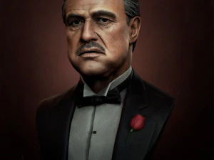 गॉडफादर मार्लन ब्रैंडो 3डी प्रिंट मॉडल 3D प्रिंट मॉडल