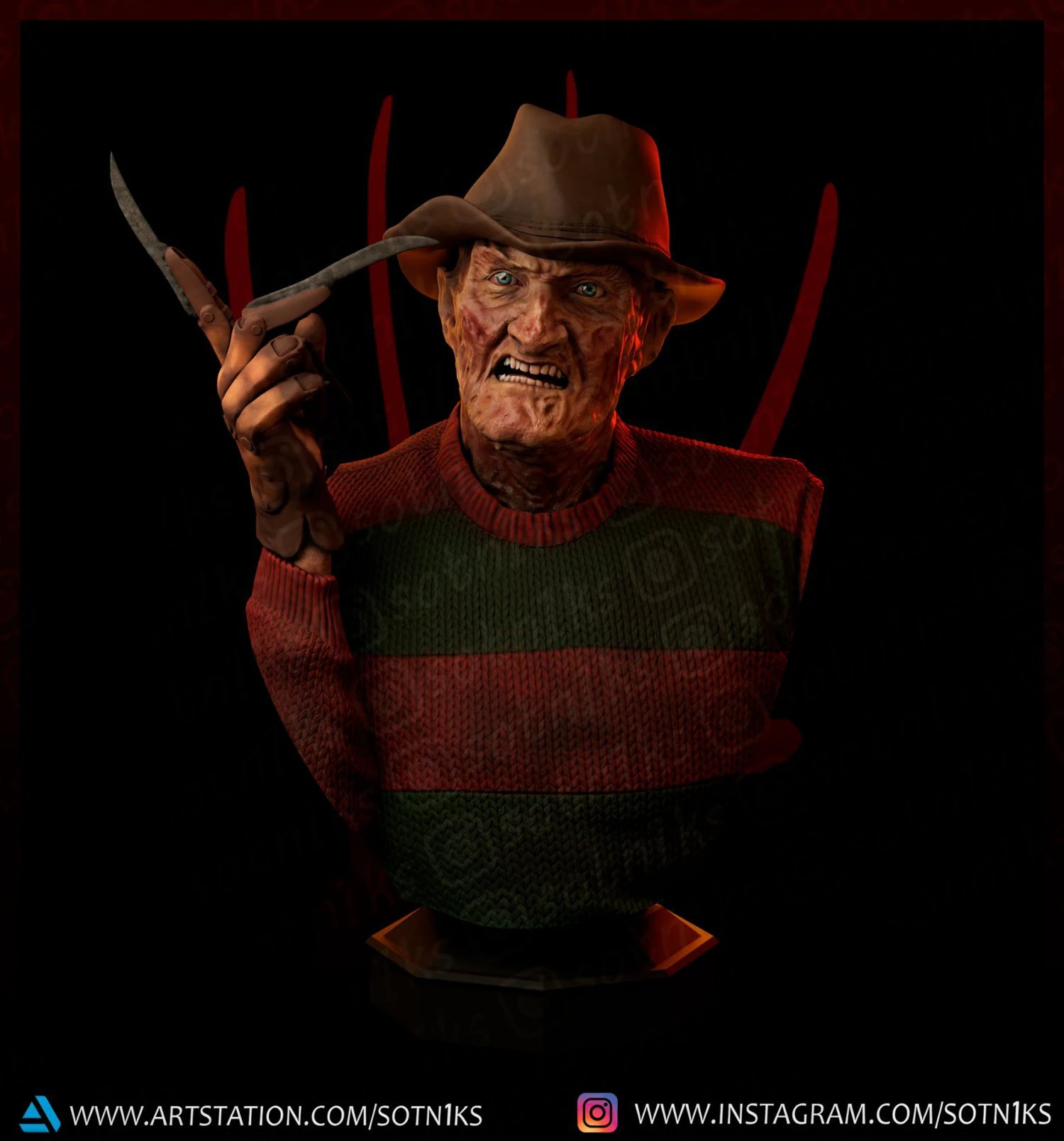 freddy krueger 3d print model 3D Print Model .c4d .max .obj .3ds .fbx .stl .blend 