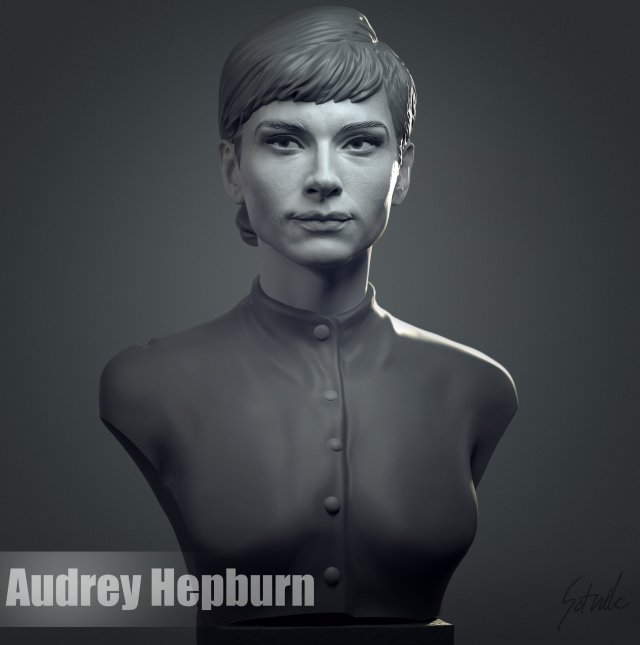Audrey Hepburn 3D-printmodel .c4d .max .obj .3ds .fbx .stl .blend 