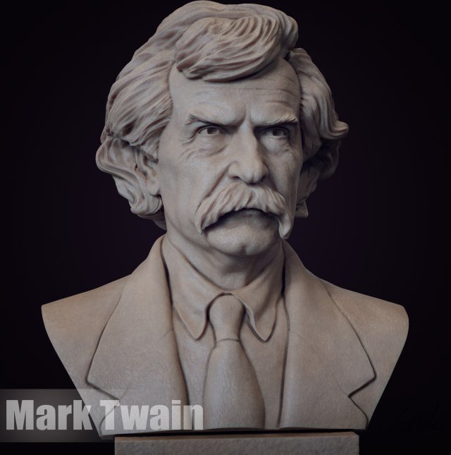 Mark Twain 3D 프린트 모델 .c4d .max .obj .3ds .fbx .stl .blend 
