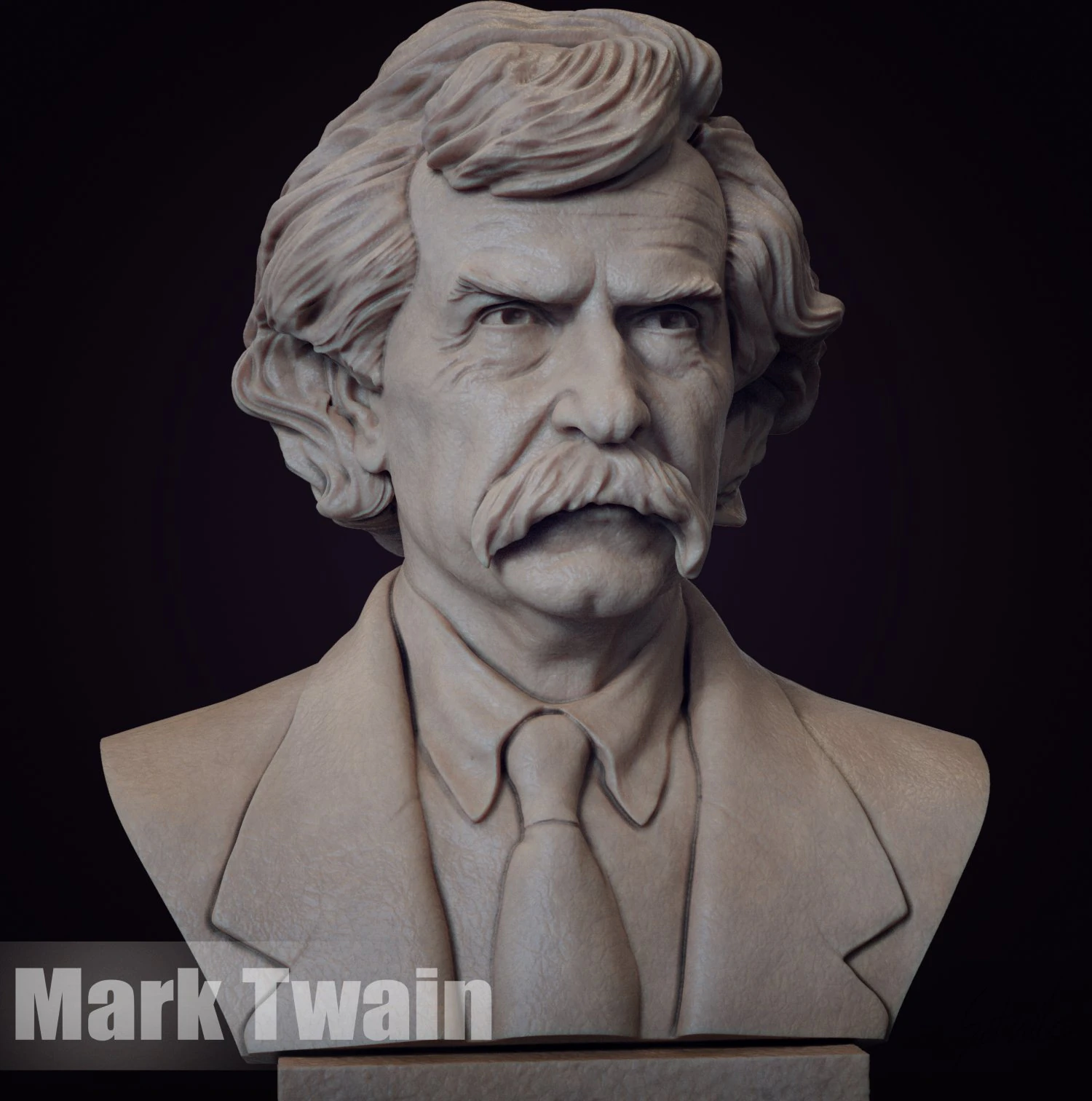 Mark Twain 3D Print Model .c4d .max .obj .3ds .fbx .stl .blend 