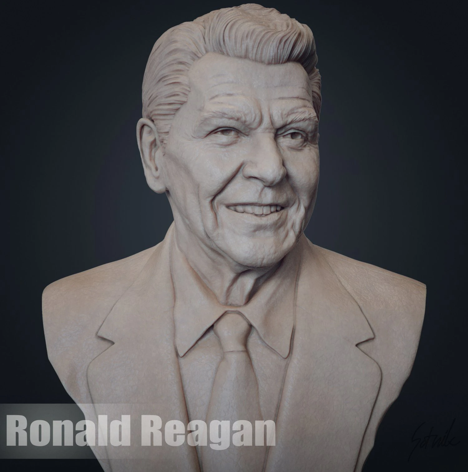 Ronald Reagan 3D Print Model .c4d .max .obj .3ds .fbx .stl .blend 