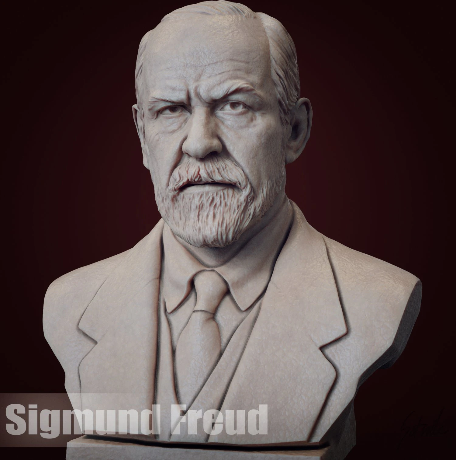 Sigmund Freud 3D Baskı Modeli .c4d .max .obj .3ds .fbx .stl .blend 