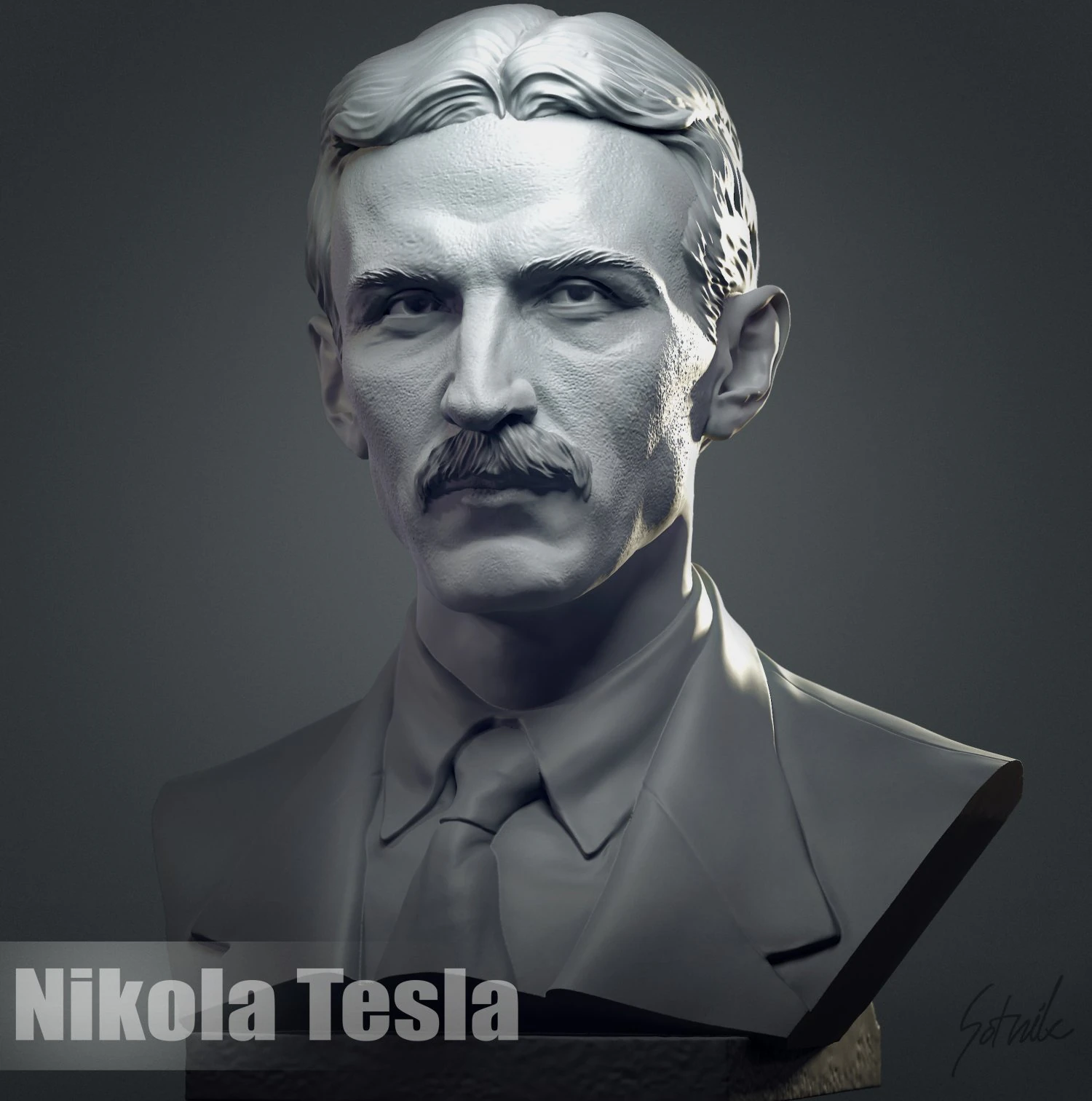 Nikola Tesla 3D Print Model .c4d .max .obj .3ds .fbx .stl .blend 