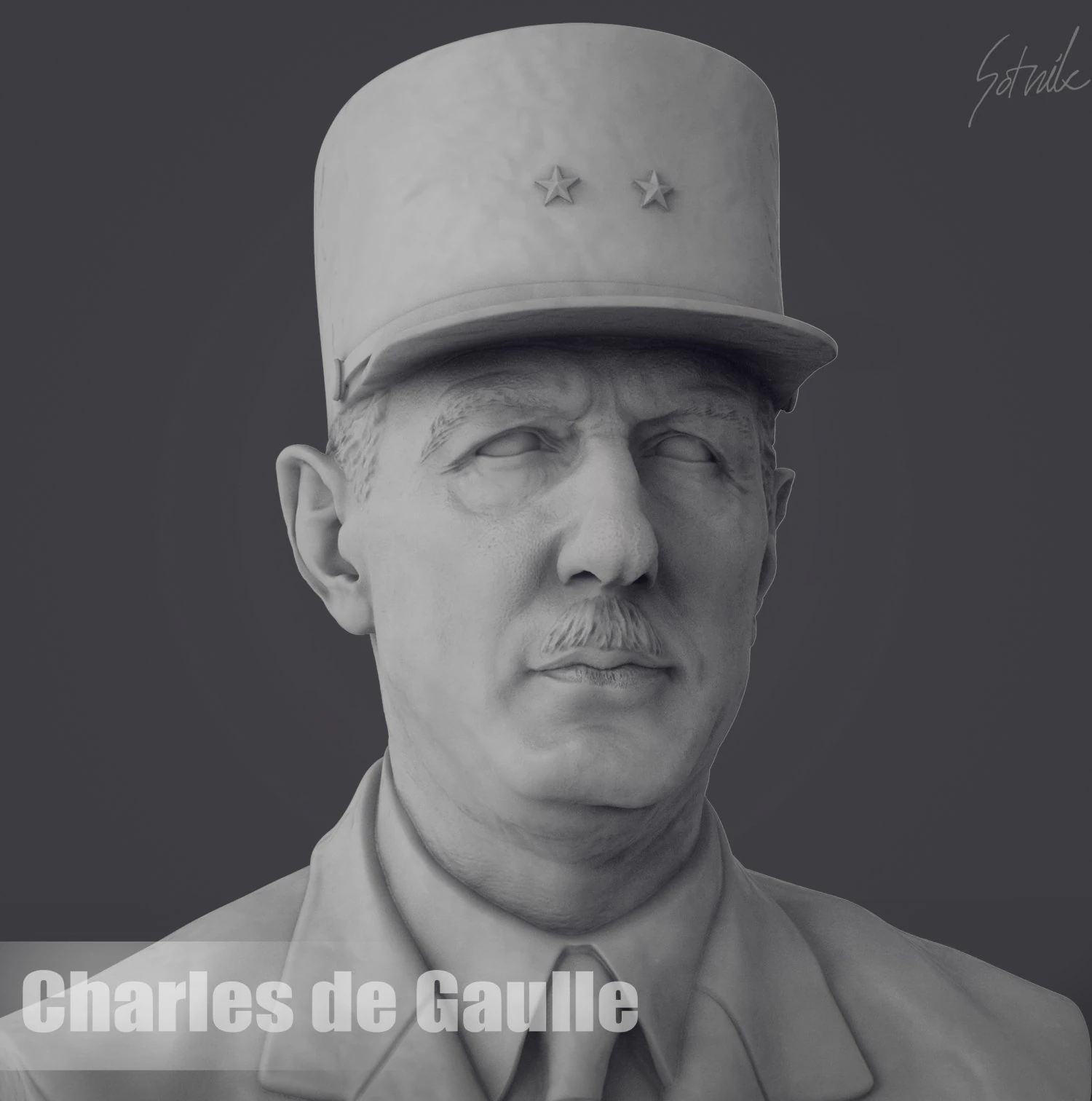 Charles de Gaulle 3D Print Model .c4d .max .obj .3ds .fbx .stl .blend