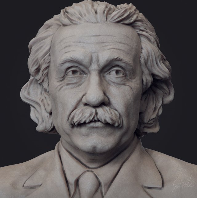 Albert Einstein Modèles 3D en vedette .c4d .max .obj .3ds .fbx .stl .blend 