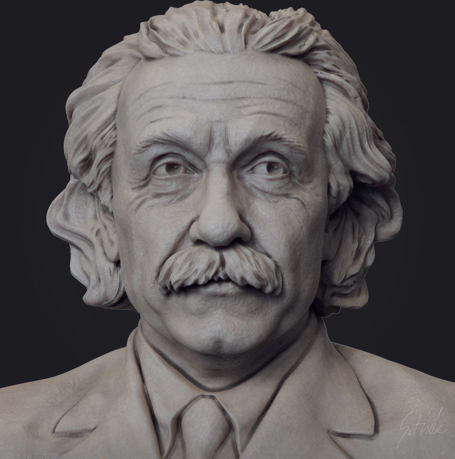 Albert Einstein 3D Print Model .c4d .max .obj .3ds .fbx .stl .blend 