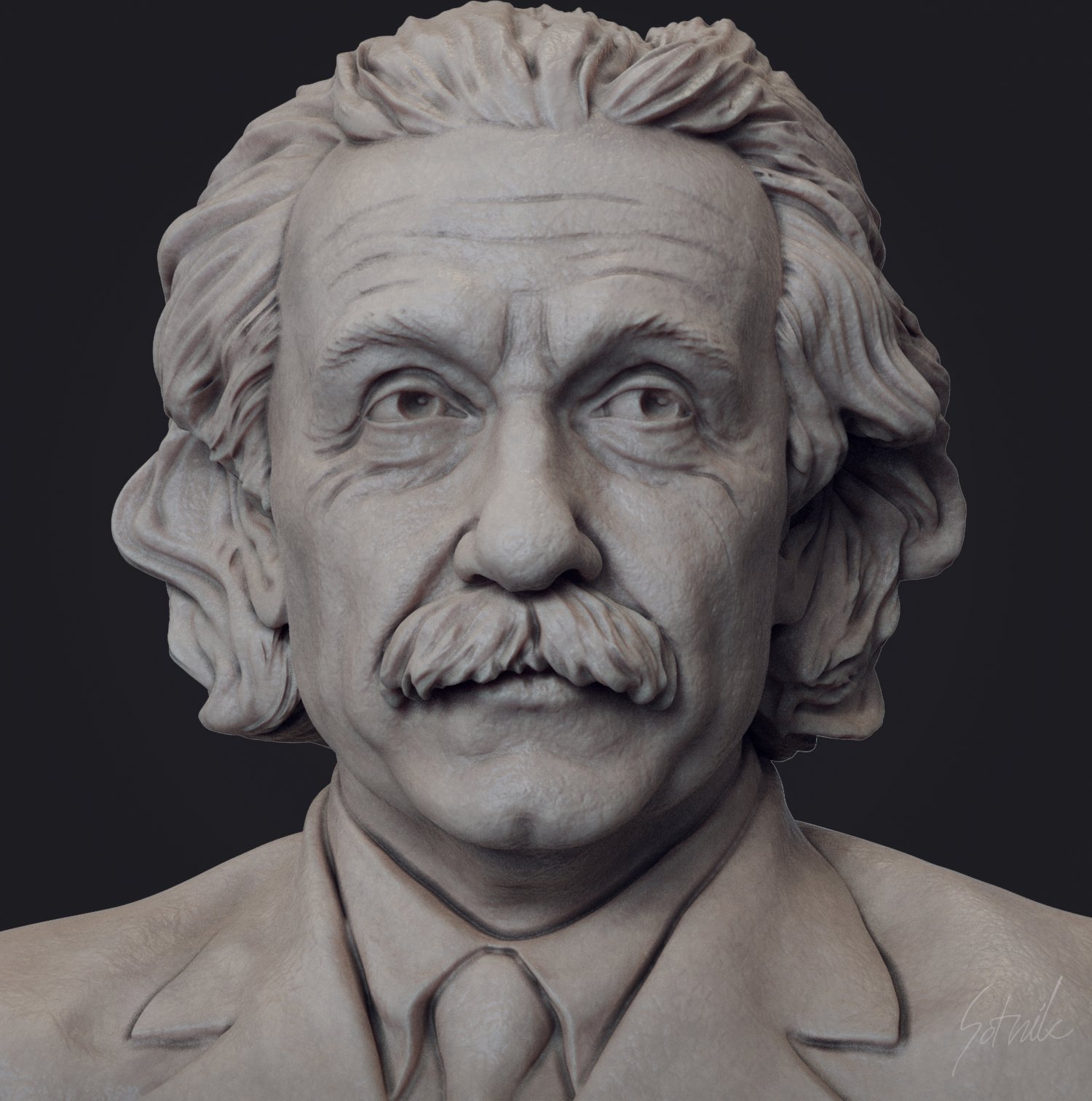 Albert Einstein Modelo de impresión 3D in Hombre 3DExport