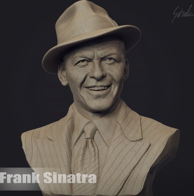 Frank Sinatra 3D Принт Модель .c4d .max .obj .3ds .fbx .stl .blend 