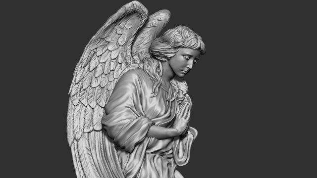 Angel Bas-Relief 1 Model Cetak 3D .c4d .max .obj .3ds .fbx .stl .blend 