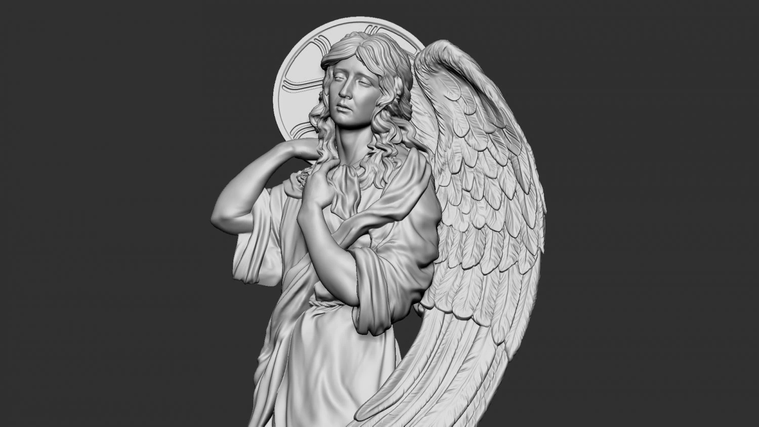 Angel Bas-Relief 2 3D Print Model .c4d .max .obj .3ds .fbx .stl .blend 