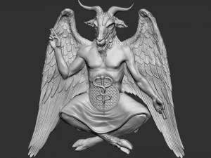 Baphomet Bas-Relief 01 3D Print Model